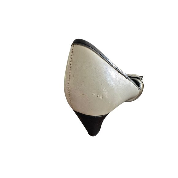 Black & Ivory Predictions Womens Heels Size 6w Round Toe Faux Leather Bow Detail - Picture 6 of 7